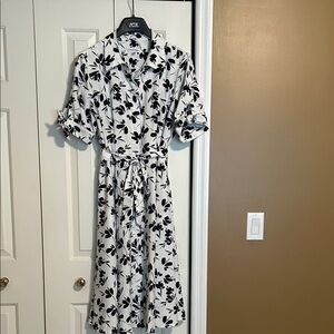 A New Day Monochrome Floral Midi Dress